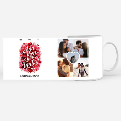 Liebes Tasse für Paare And then you smiled mit 5 Fotos