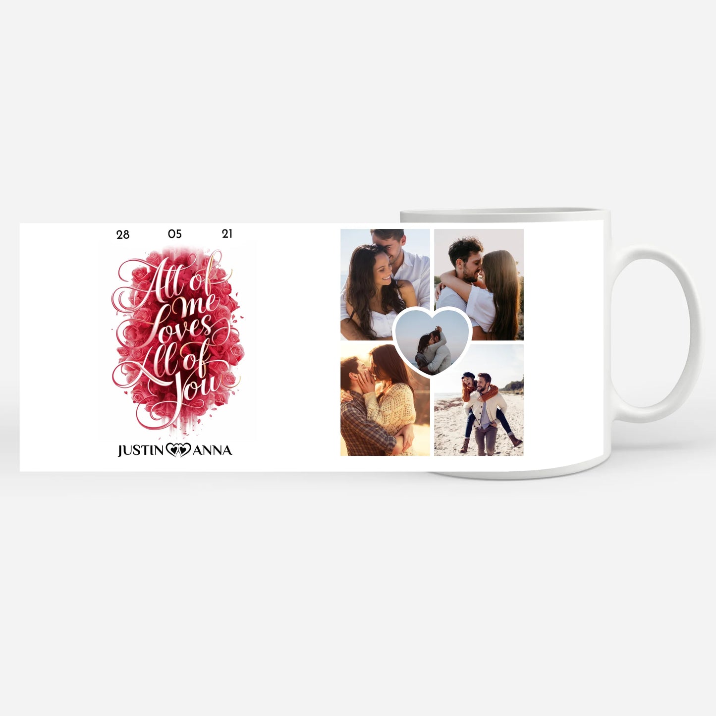 Personalisierte Tasse für Paare mit 5 Fotos All Of Me Loves All Of You