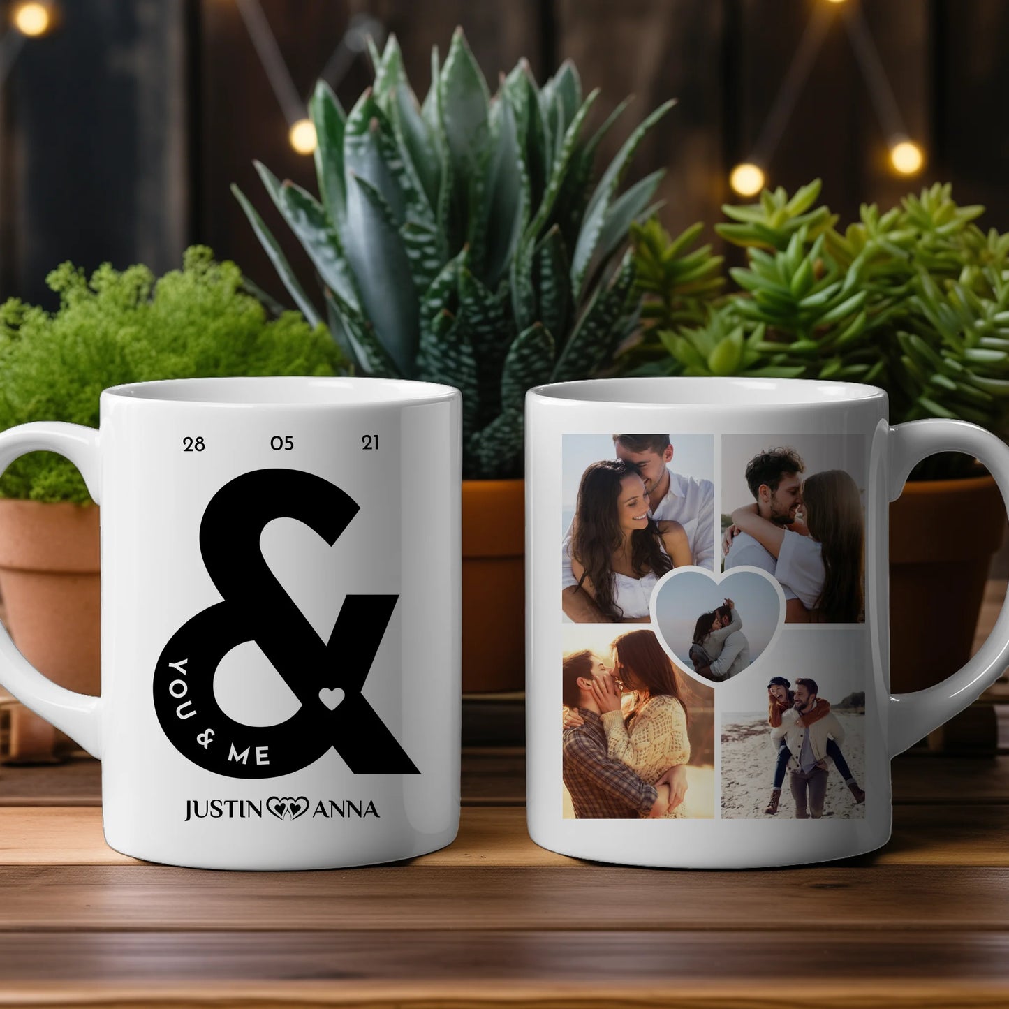 Personalisierte Pärchen Tasse You & Me mit 5 Fotos