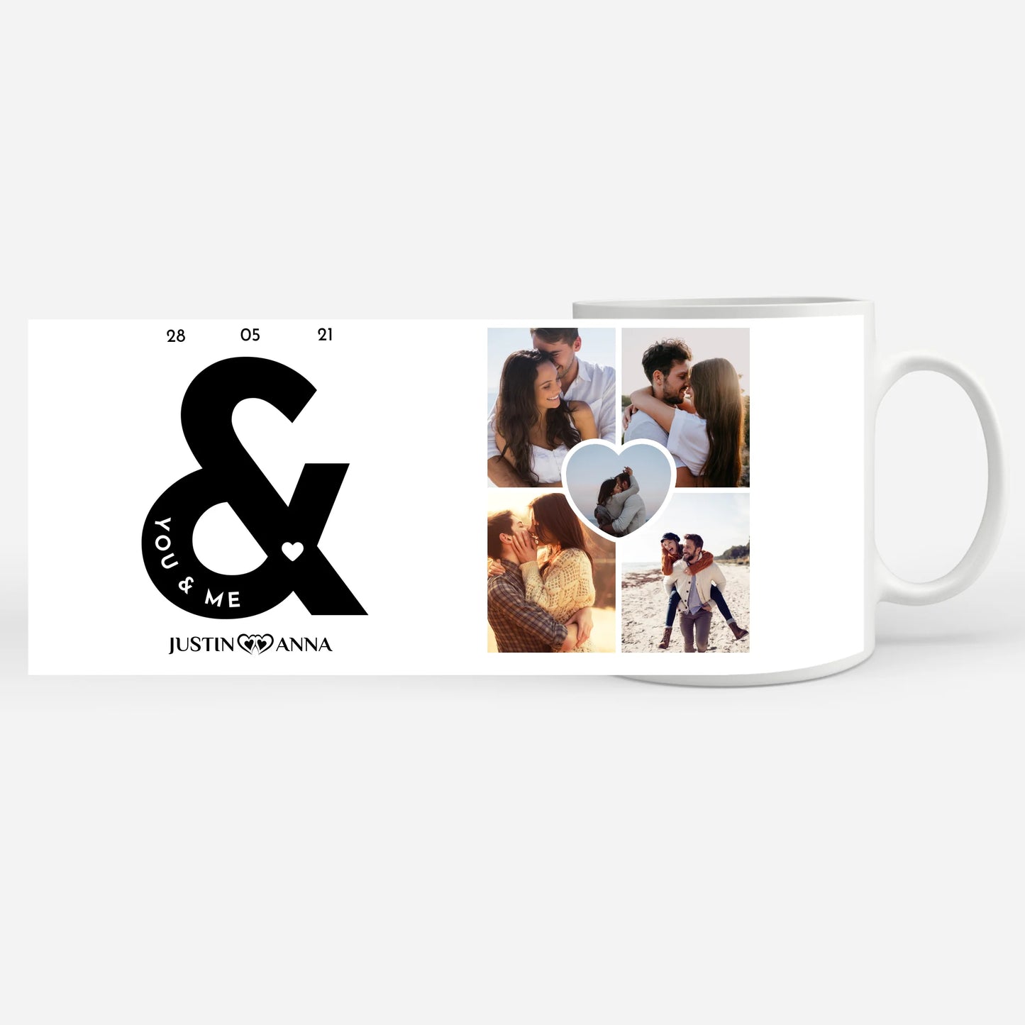Personalisierte Pärchen Tasse You & Me mit 5 Fotos