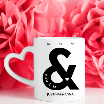 Personalisierte Pärchen Tasse You & Me mit 5 Fotos