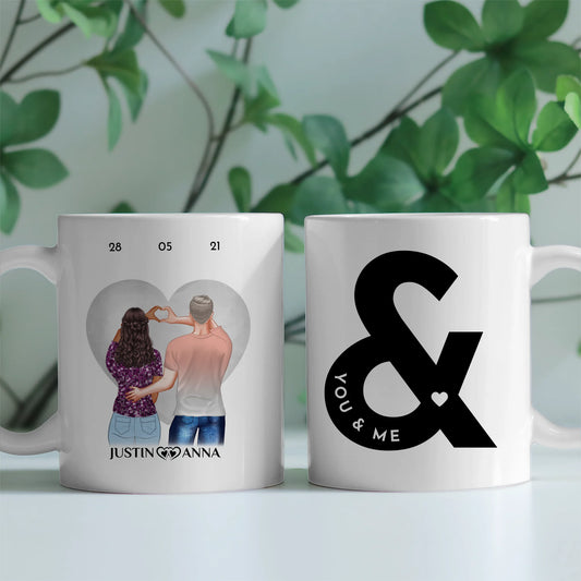 Personalisierte Tasse Liebe You & Me UND Symbol Pärchen Cliparts