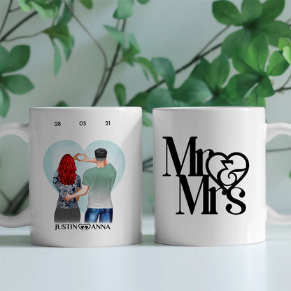 Personalisierte Tasse für Paare Mr & Mrs Ihr als Figuren
