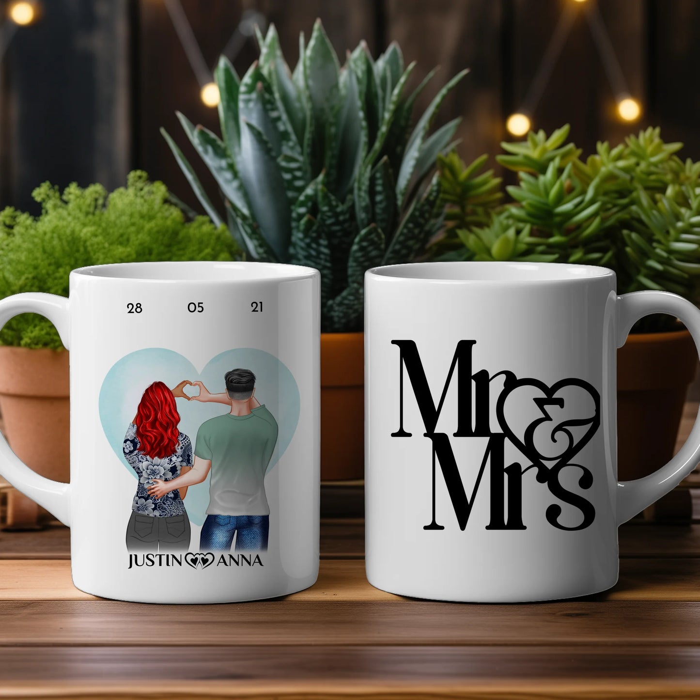 Personalisierte Tasse für Paare Mr & Mrs Ihr als Figuren