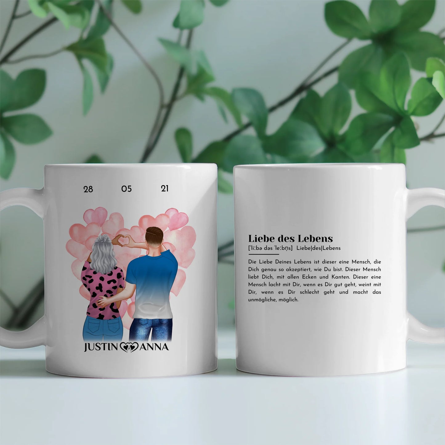 Personalisierte Tasse Definition Liebe des Lebens Paar als Cliparts