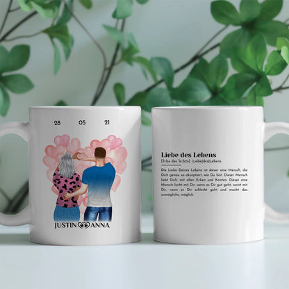Personalisierte Tasse Definition Liebe des Lebens Paar als Cliparts