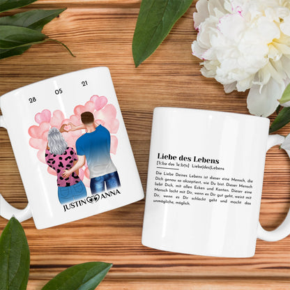 Personalisierte Tasse Definition Liebe des Lebens Paar als Cliparts