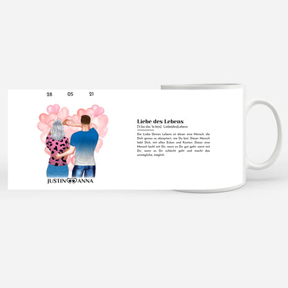 Personalisierte Tasse Definition Liebe des Lebens Paar als Cliparts