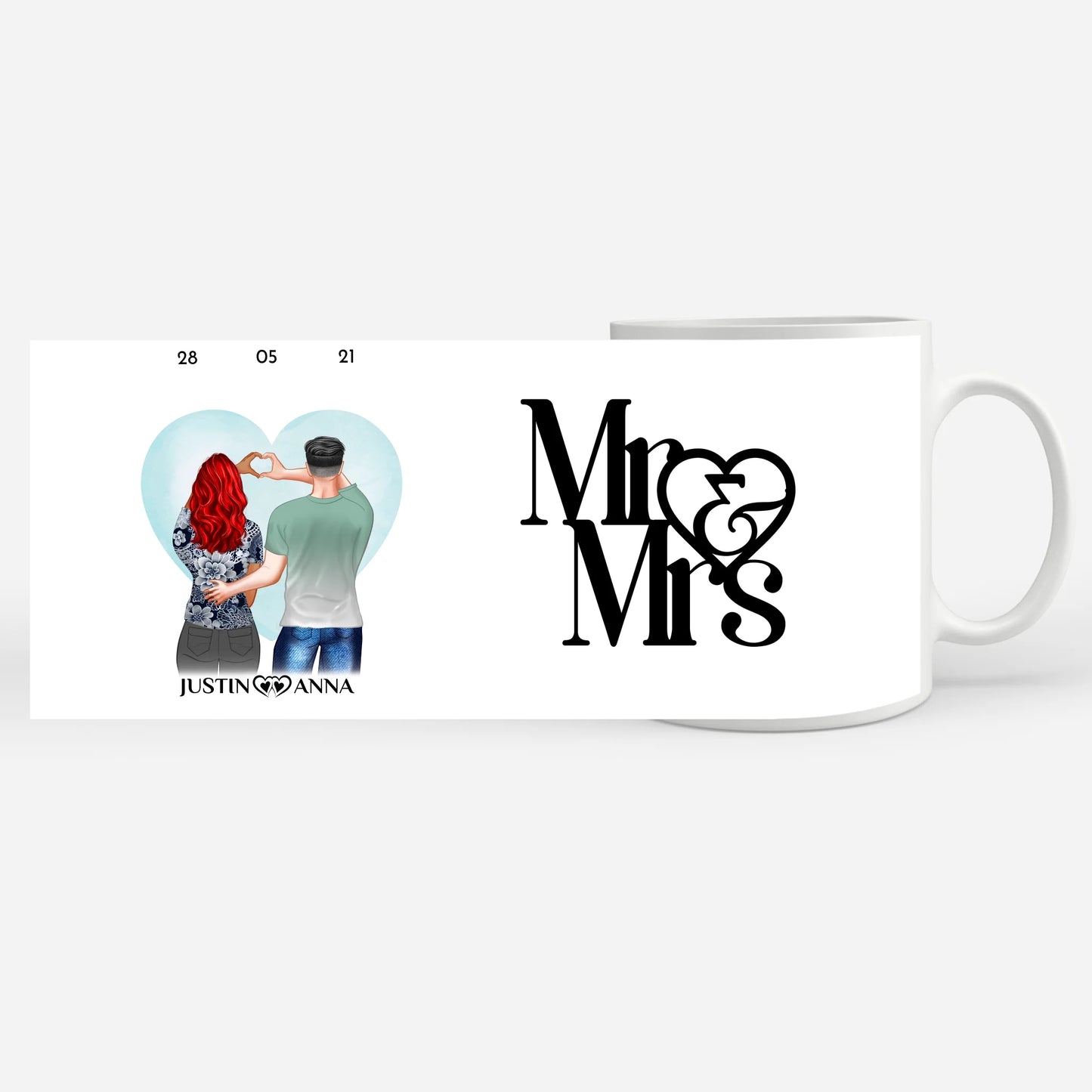 Personalisierte Tasse für Paare Mr & Mrs Ihr als Figuren