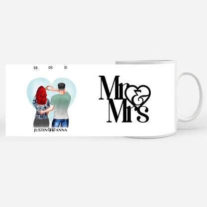 Personalisierte Tasse für Paare Mr & Mrs Ihr als Figuren