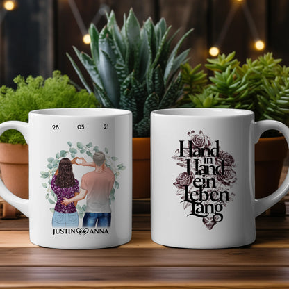 Personalisierte Tasse für Paare Hand in Hand Pärchen Cliparts
