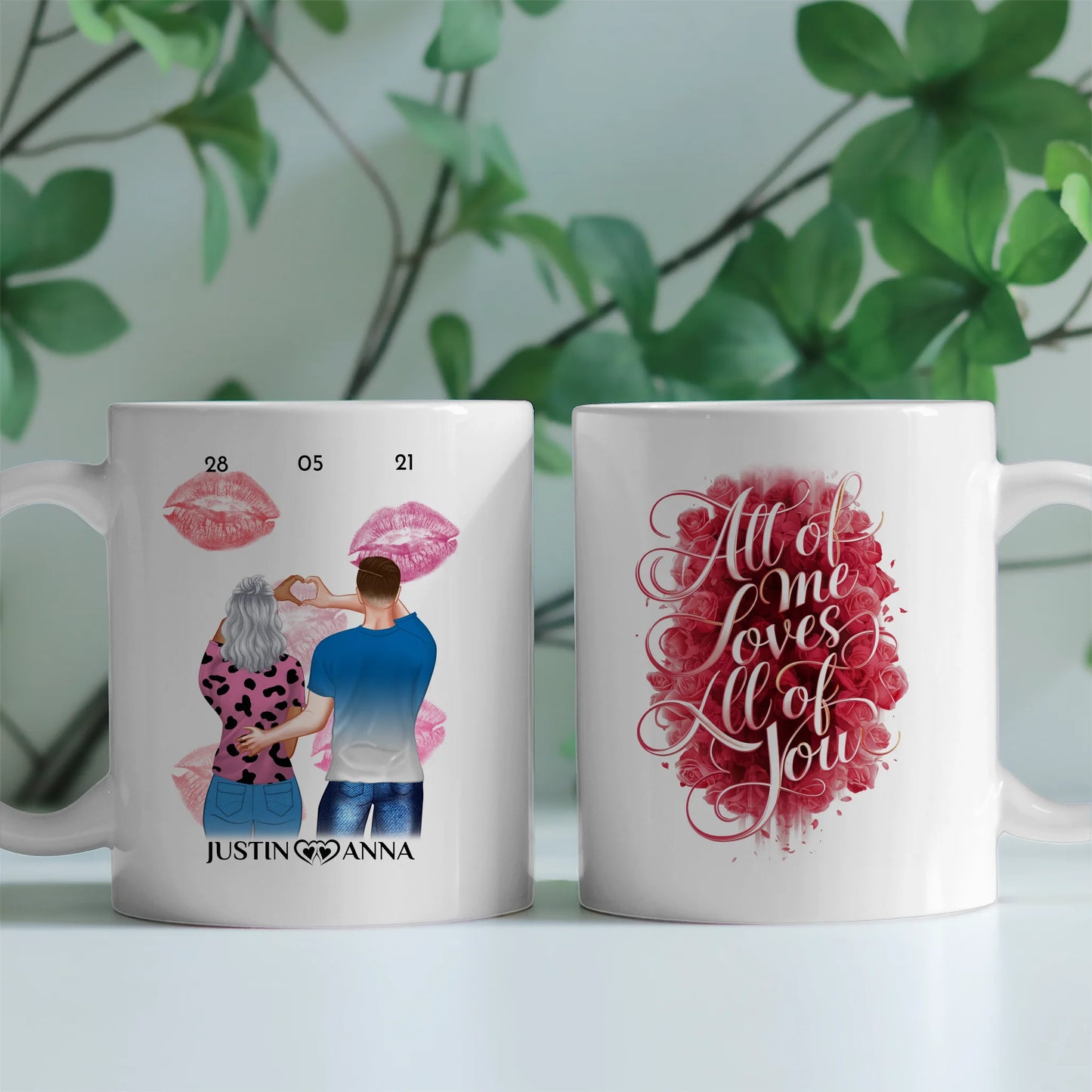 Personalisierte Tasse für Freundin All Of Me Paar als Cliparts Liebe