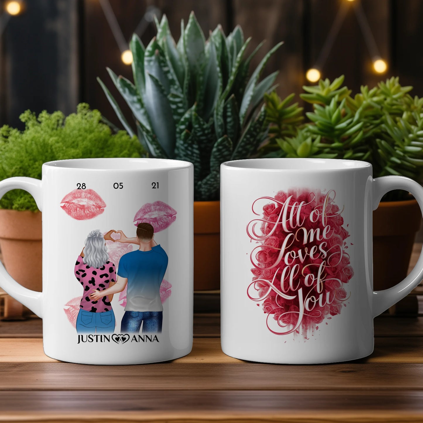 Personalisierte Tasse für Freundin All Of Me Paar als Cliparts Liebe