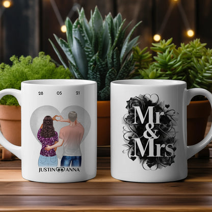 Tasse für Freundin Mr and Mrs Pärchen Cliparts personalisiert