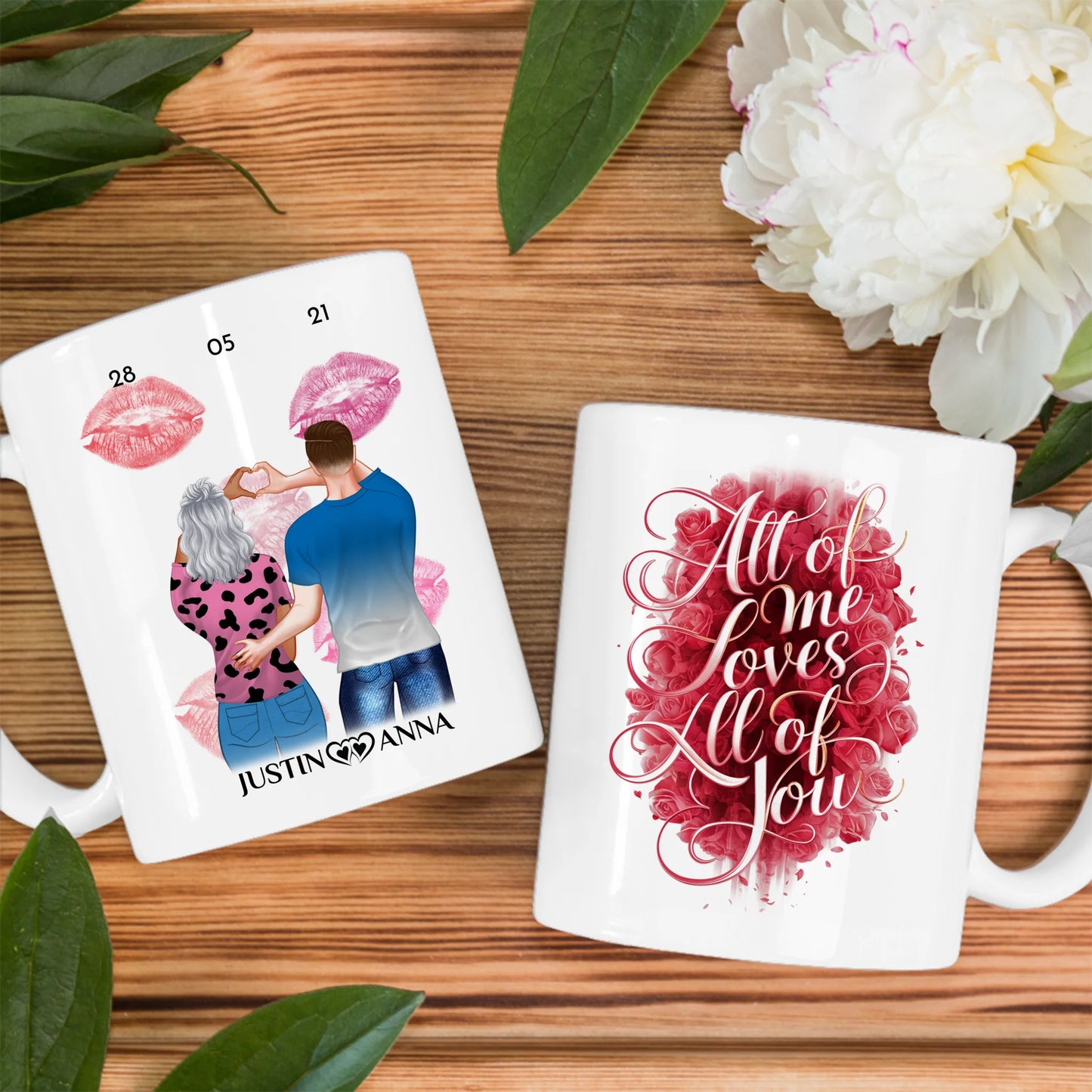 Personalisierte Tasse für Freundin All Of Me Paar als Cliparts Liebe