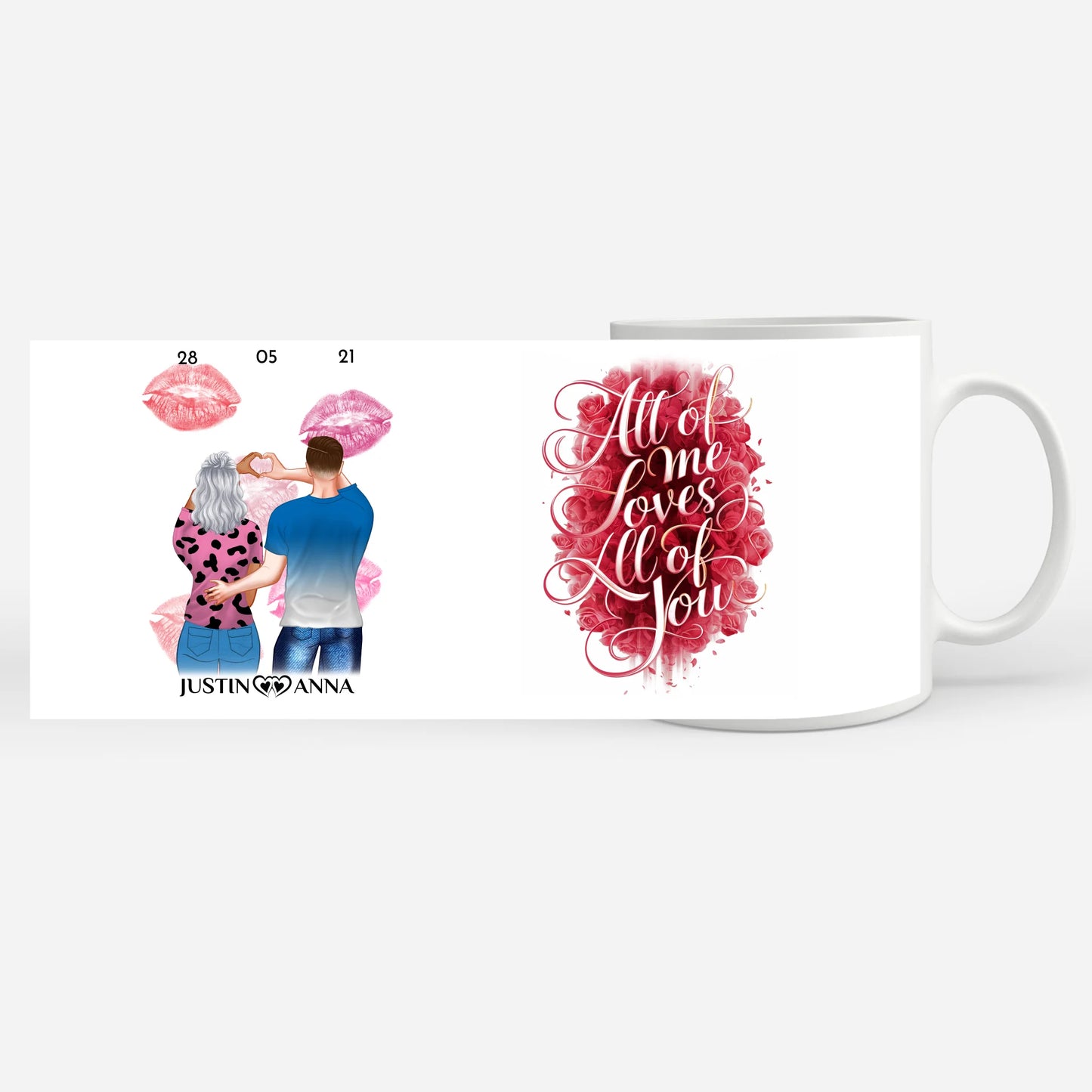 Personalisierte Tasse für Freundin All Of Me Paar als Cliparts Liebe