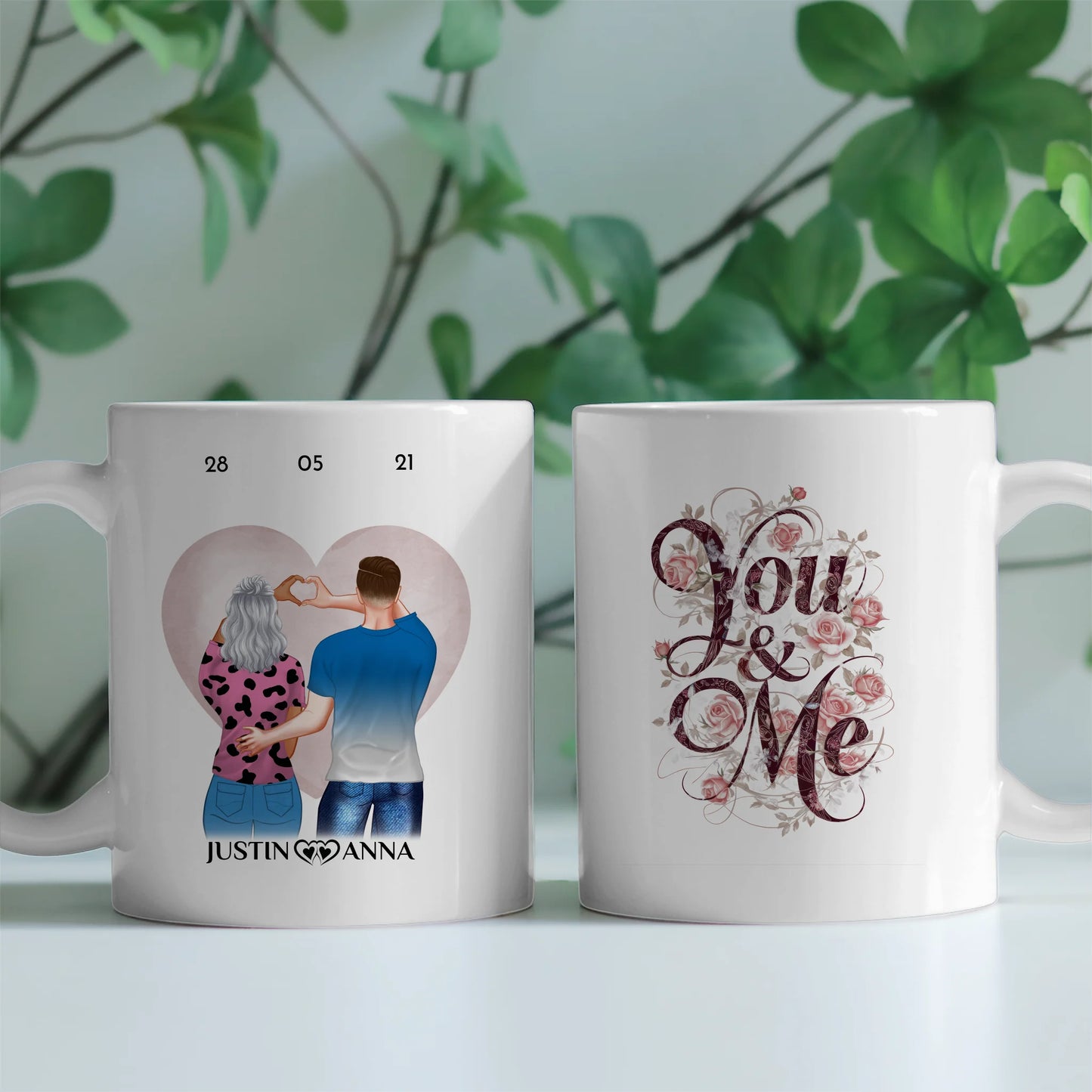 Liebes Tasse für Paare You and Me Paar als Cliparts