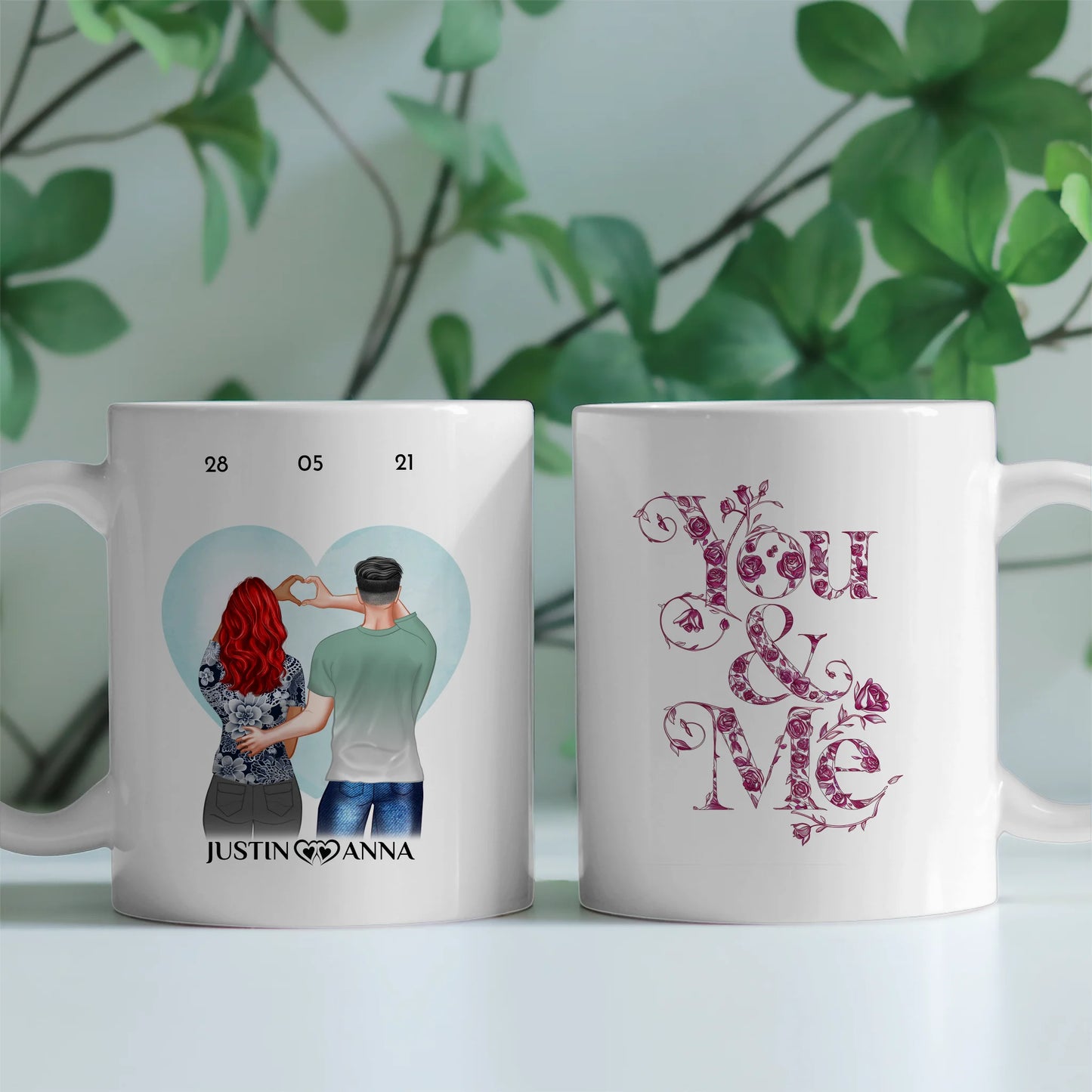 Tasse personalisiert für Paare You and Me Ihr als Figuren