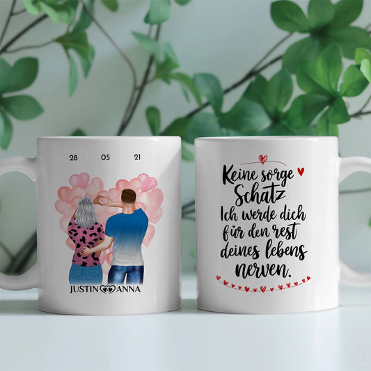 Personalisierte Tasse für Pärchen Keine Sorge Schatz Paar als Cliparts