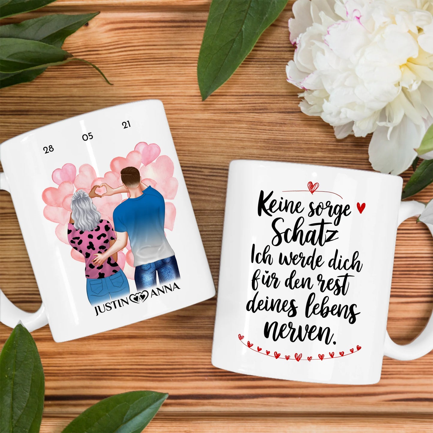 Personalisierte Tasse für Pärchen Keine Sorge Schatz Paar als Cliparts
