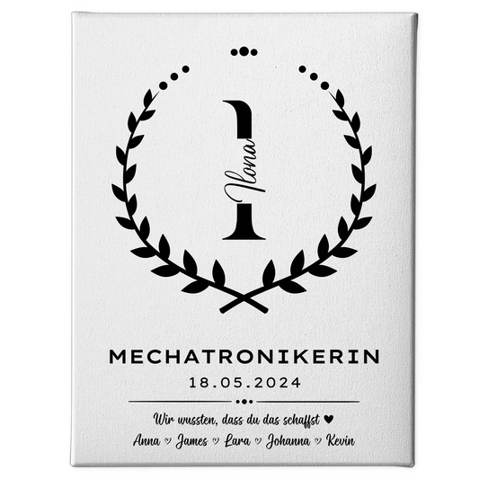 Ausbildungsabschluss Geschenk Mechatronikerin Leinwand 1
