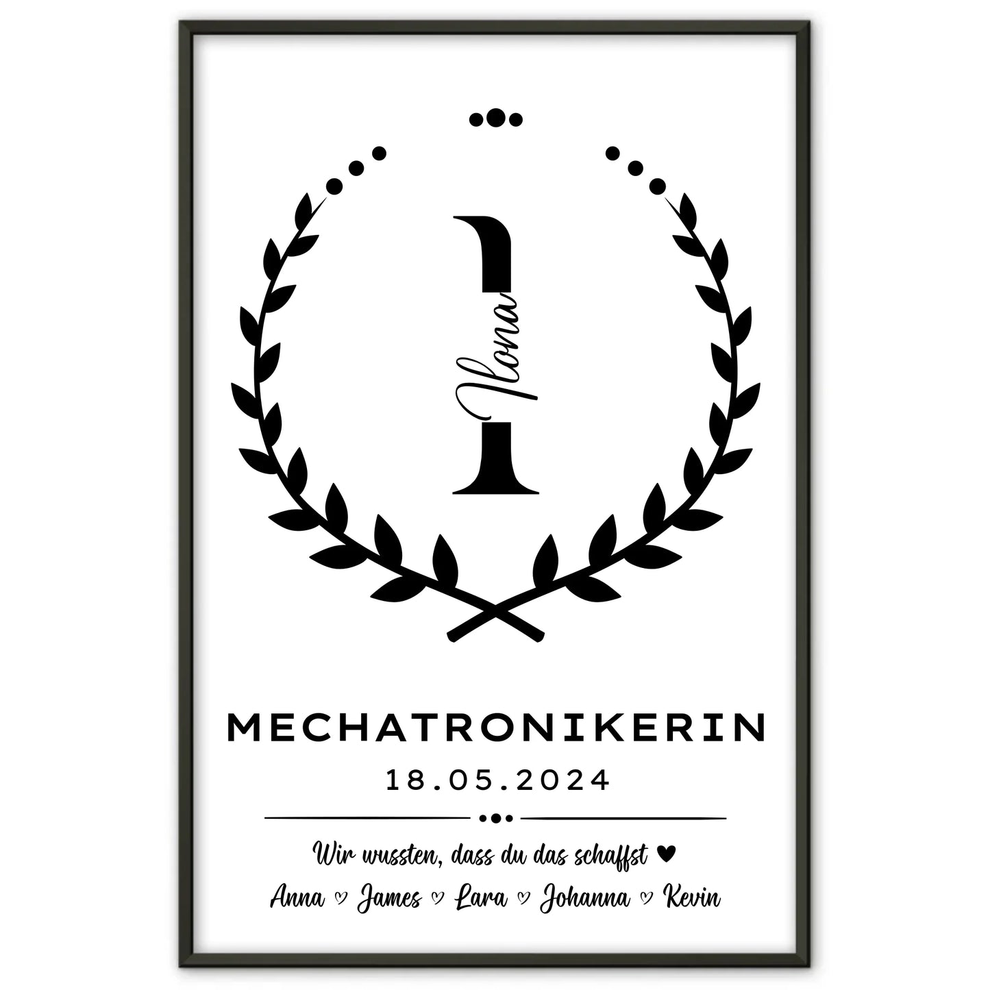 Ausbildungsabschluss Geschenk Poster Mechatronikerin Premium
