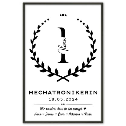 Ausbildungsabschluss Geschenk Poster Mechatronikerin Premium