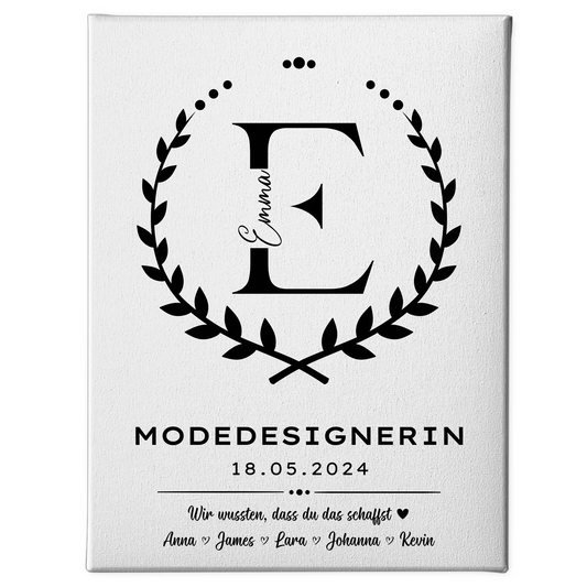 Geschenk Abschluss Ausbildung Modedesignerin Leinwand 1