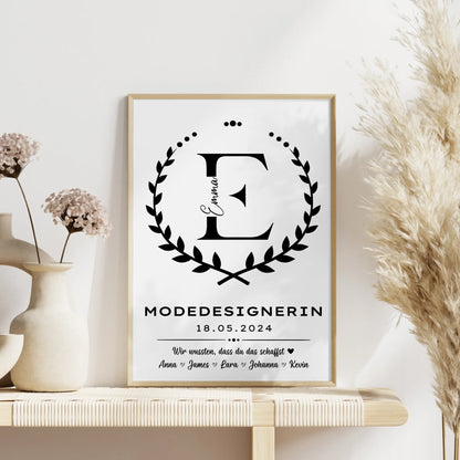 Poster Geschenk Abschluss Ausbildung Modedesignerin