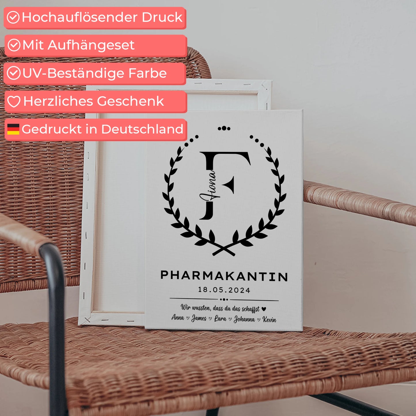Ausbildungsabschluss Geschenk Pharmakantin Leinwand 5