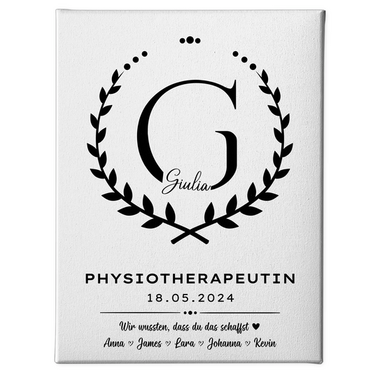 Geschenk Zum Abschluss Ausbildung Physiotherapeutin Leinwand 1