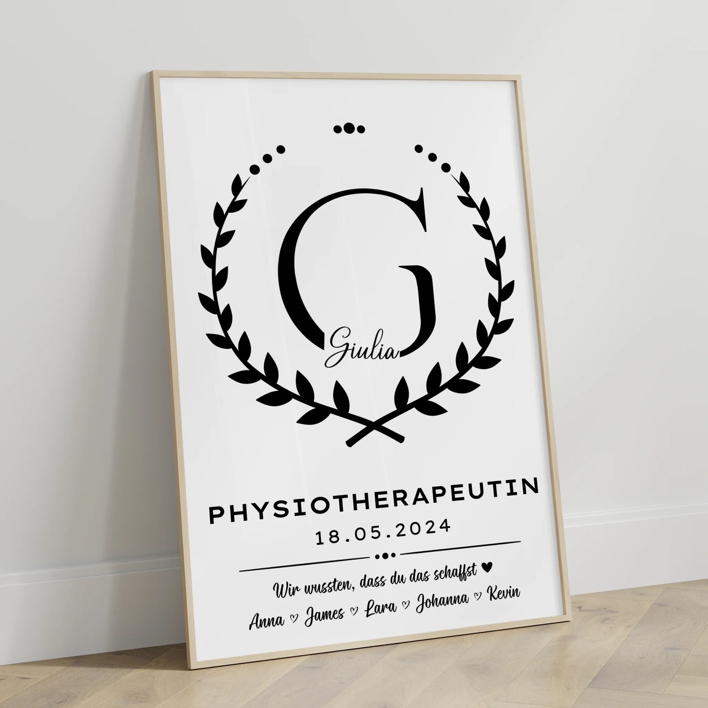 Geschenk Zum Abschluss Ausbildung Physiotherapeutin Poster personalisiert