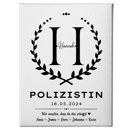 Geschenk Abschluss Ausbildung Polizistin Leinwand 1