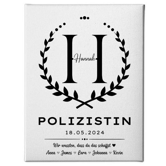 Geschenk Abschluss Ausbildung Polizistin Leinwand 1