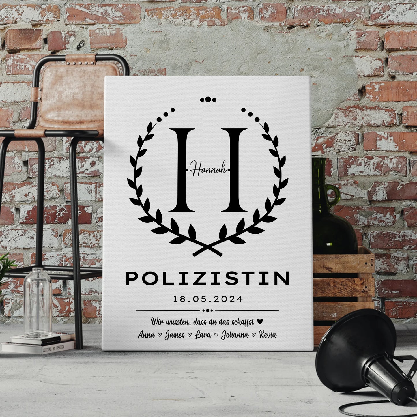 Geschenk Abschluss Ausbildung Polizistin Leinwand 4