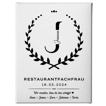 Geschenk Zum Abschluss Ausbildung Restaurantfachfrau Leinwand 1