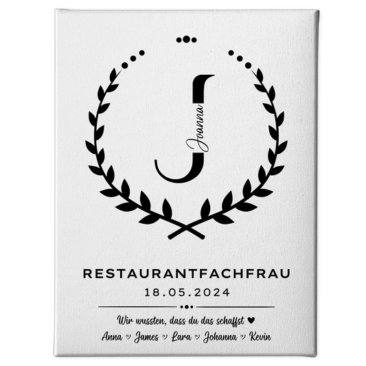 Geschenk Zum Abschluss Ausbildung Restaurantfachfrau Leinwand 1