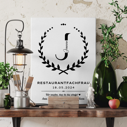 Geschenk Zum Abschluss Ausbildung Restaurantfachfrau Leinwand 3