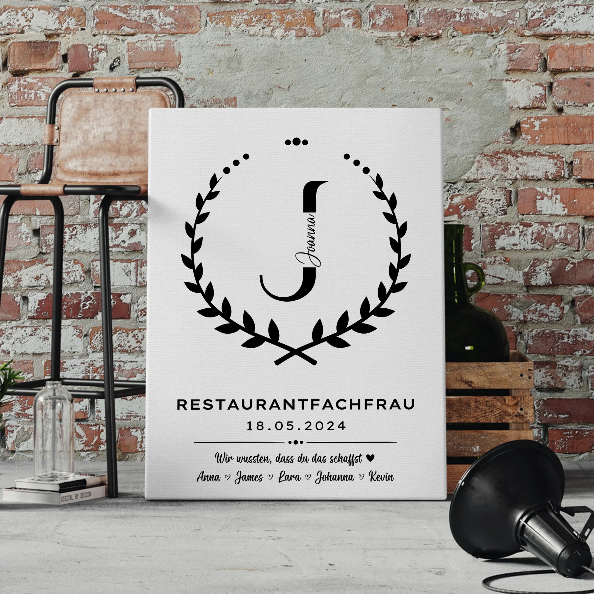 Geschenk Zum Abschluss Ausbildung Restaurantfachfrau Leinwand 4