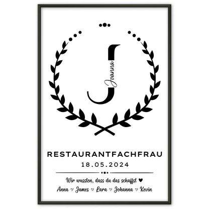 Geschenk Zum Abschluss Ausbildung Restaurantfachfrau Poster