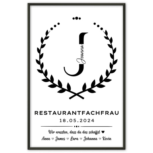 Geschenk Zum Abschluss Ausbildung Restaurantfachfrau Poster