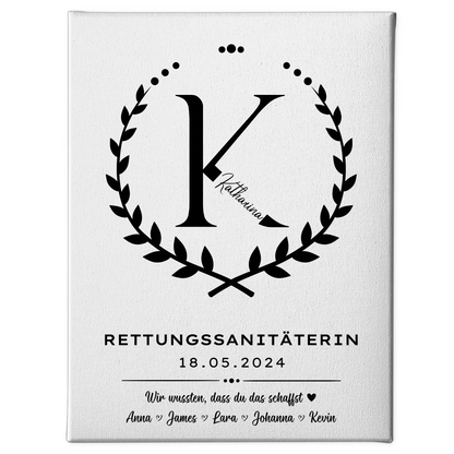 Geschenk Abschluss Ausbildung Rettungssanitäterin Leinwand 1