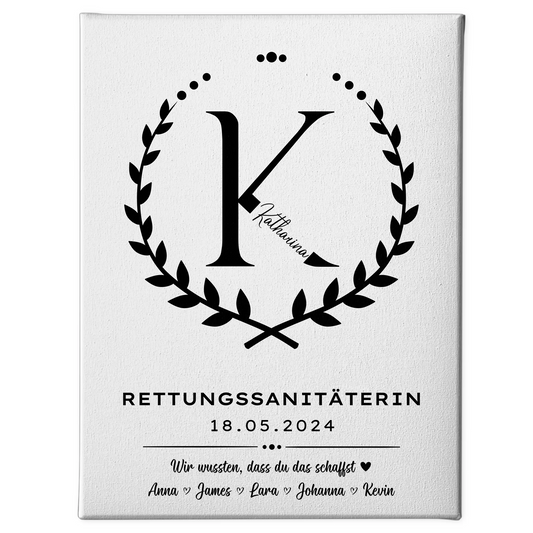 Geschenk Abschluss Ausbildung Rettungssanitäterin Leinwand 1