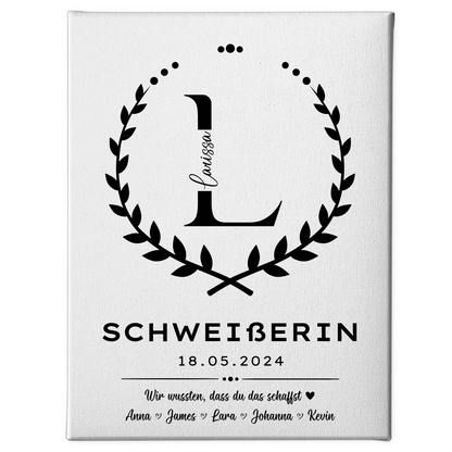 Ausbildungsabschluss Geschenk Schweißerin Leinwand 1