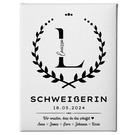 Ausbildungsabschluss Geschenk Schweißerin Leinwand 1