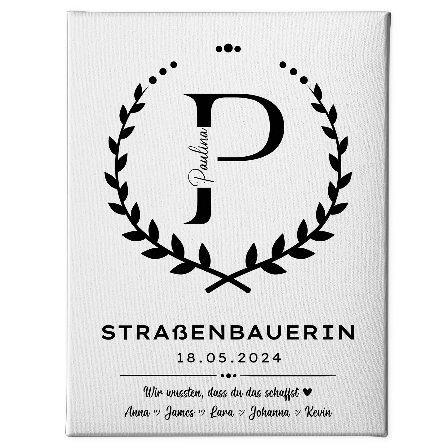 Ausbildungsabschluss Geschenk Straßenbauerin Leinwand 1