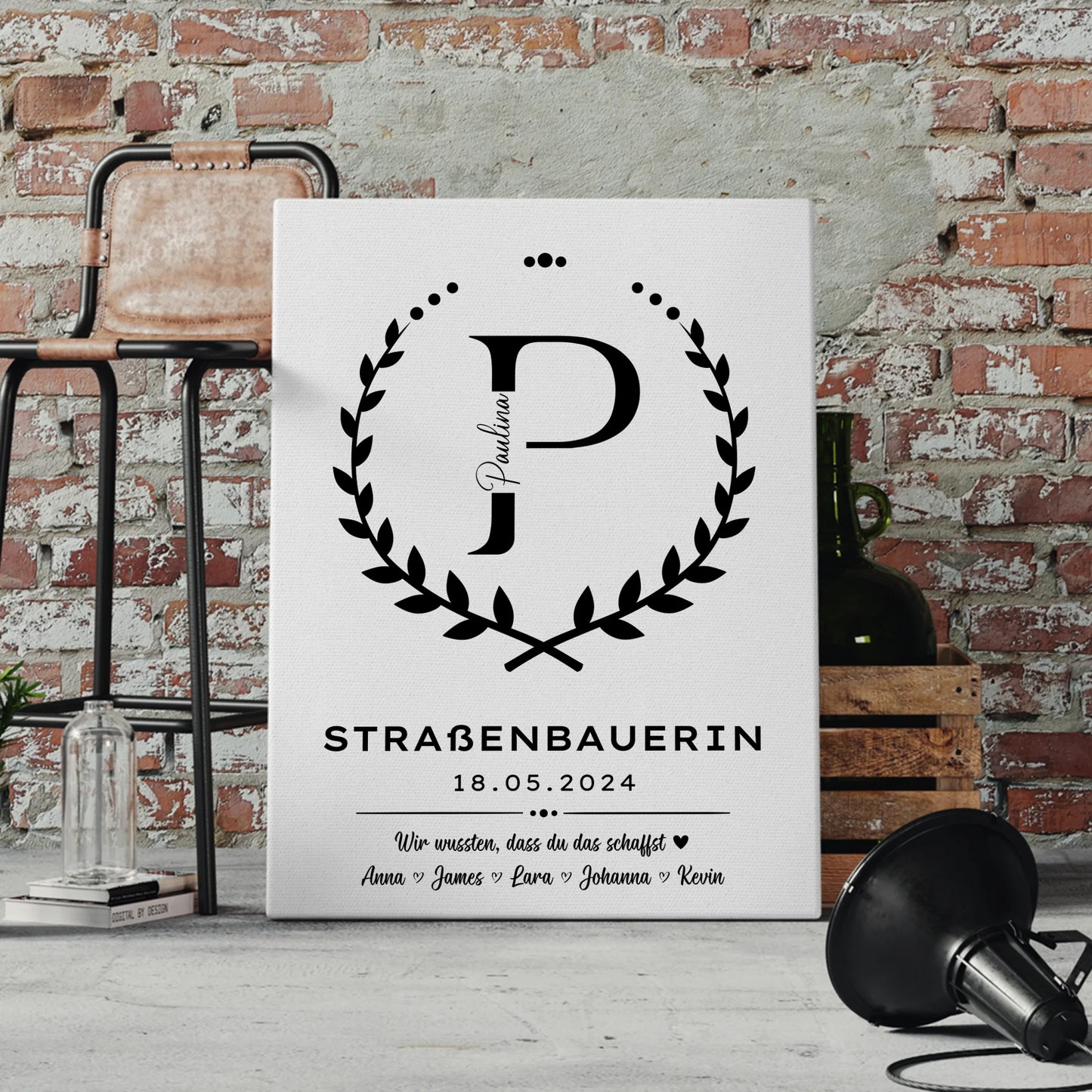 Ausbildungsabschluss Geschenk Straßenbauerin Leinwand 4