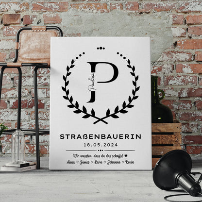 Ausbildungsabschluss Geschenk Straßenbauerin Leinwand 4