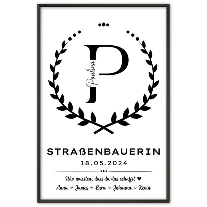 Ausbildungsabschluss Geschenk Poster Straßenbauerin