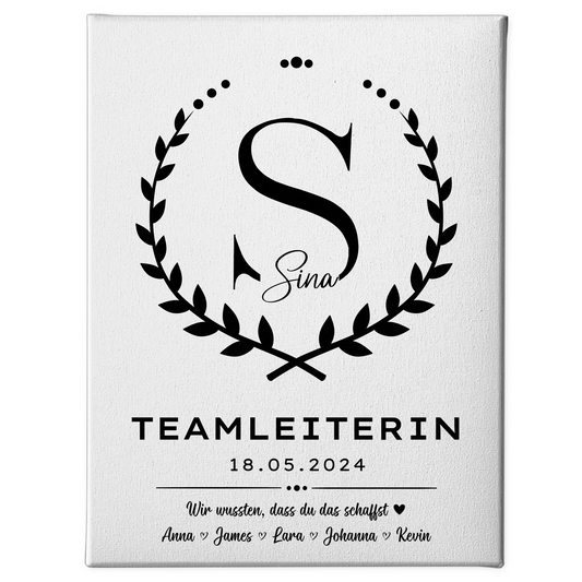 Geschenk Abschluss Ausbildung Teamleiterin Leinwand 1